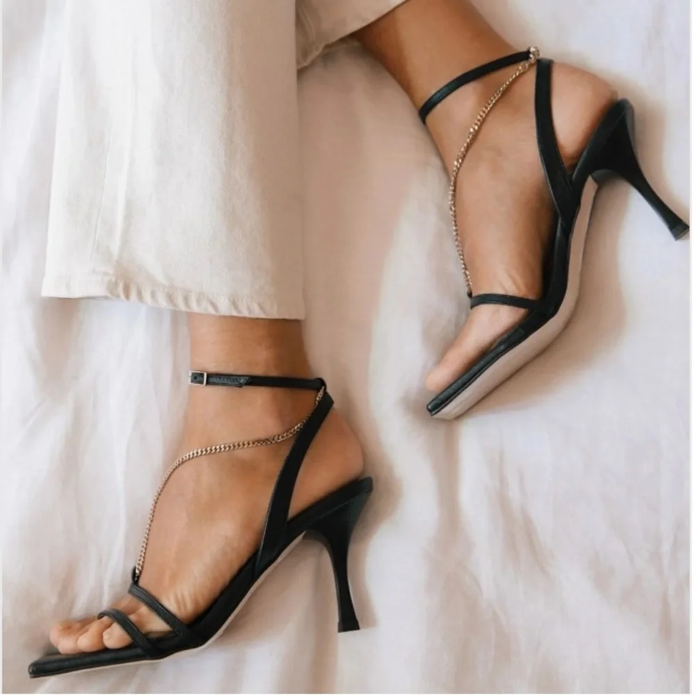 ALOHAS Straps Chain Leather Sandals Size 38 - Picture 7 of 10